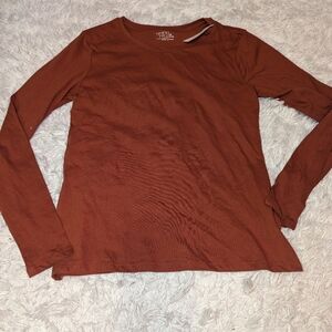 Nwot Time and Tru Women's Long Sleeve Top Orange/Brown Sz M